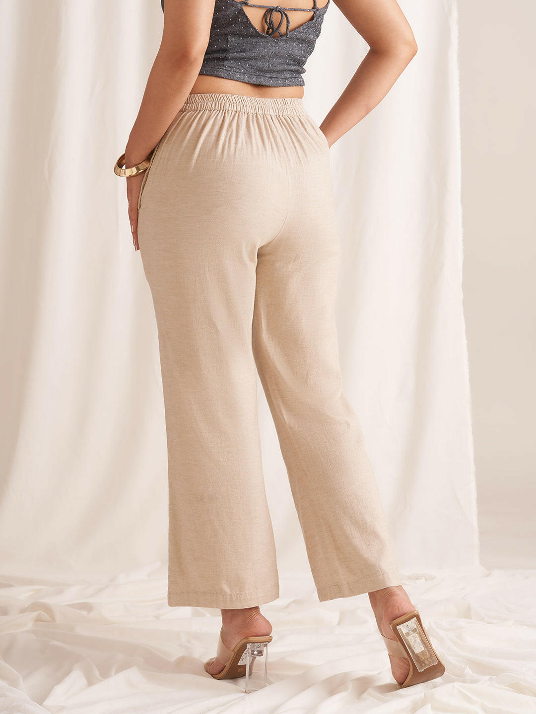 Linen Blend Pull-On Pants